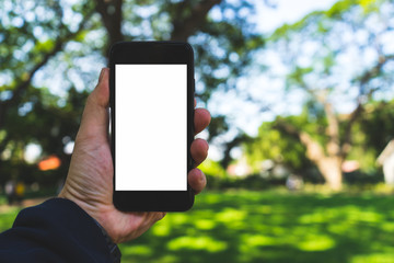 hand on smartphone Concept travel on vacation
