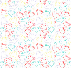 Red hearts seamless pattern. illustration