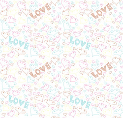Seamless pattern with word love-vector illustration. The words blue