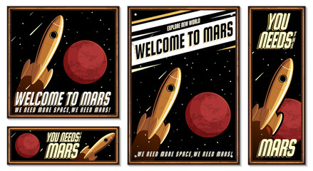 Astronaut Illustration. Retro poster. © makalo86