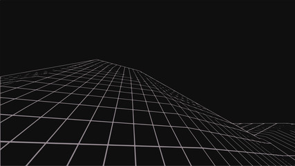 Abstract digital landscape. Wireframe landscape background. Big Data. 3d futuristic vector illustration.