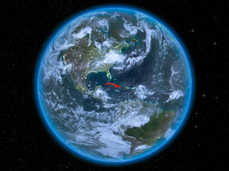 Cuba at night on Earth
