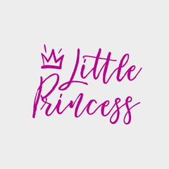 Little princess hand drawn lettering with crown