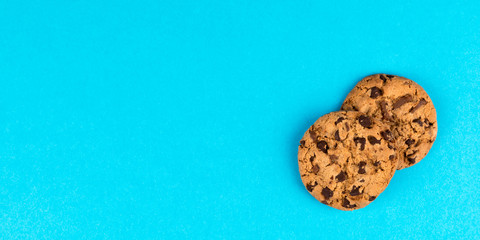 cookies on a blue background panorama