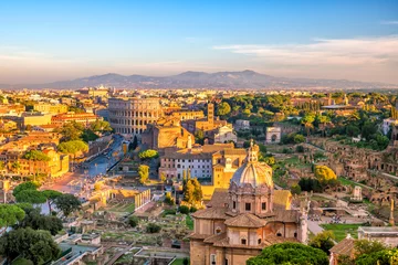 Fototapete Kolosseum Blick von oben auf die Skyline von Rom von Castel Sant& 39 Angelo