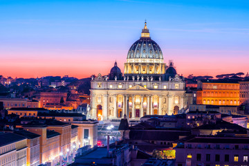 Fototapeta premium Top view of Rome city skyline from Castel Sant'Angelo