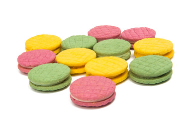 fruit biscuit sandwich isolated on white background