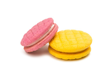 fruit biscuit sandwich isolated on white background