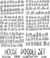 Set of House illustration Hand drawn doodle Sketch line vector scribble eps10