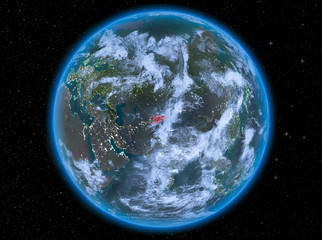 Kyrgyzstan at night on Earth