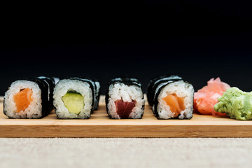 Japanese food Sushi Roll Maki of Salmon and avocado