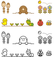 春　動植物　イラスト