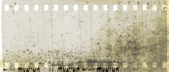 Vintage sepia film strip frame scratched textured.
