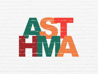 Health concept: Painted multicolor text Asthma on White Brick wall background