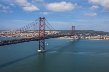 The 25 de Abril Bridge and Lisbon view, Lisbon, Portugal