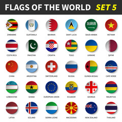 All flags of the world set 5 . Circle and concave design