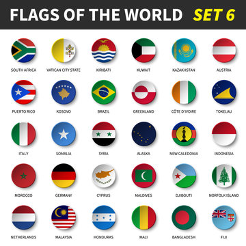All flags of the world set 6 . Circle and concave design