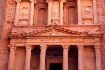 Al-Khazneh temple in the ancient Arab Nabatean Kingdom city of Petra, Jordan