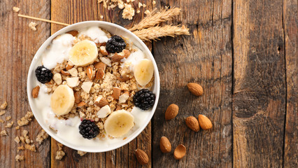 cereal,yogurt and fruit