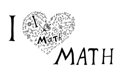 Text lettering "I Love math".