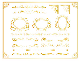 金のアンティーク飾り罫セット
