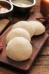 Idli with sambar chutney - South Indian breakfast made of lentil and rice