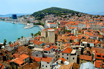 Naklejka na ściany i meble view over Split, Croatia from tower of cathedral of Saint Domnius