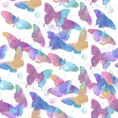 Fototapeta na wymiar seamless pattern of watercolor butterflies