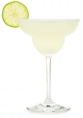  glass of margarita with salt rim and lime isolated on white © popout