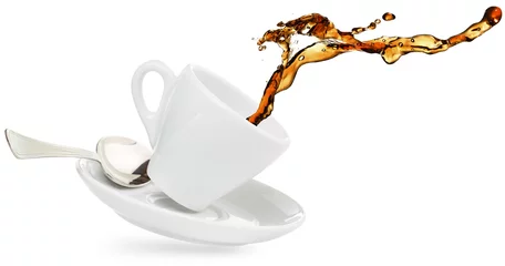 Fotobehang coffee splashing out of a cup isolated on white © popout