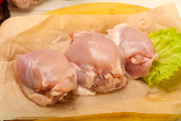 Boneless raw chicken thighs