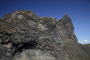 basalt volcanic rock formations in Hljodaklettar northern Iceland 