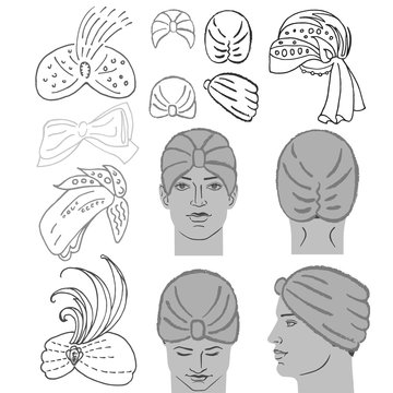 Turban Or Shower Cap Template And Man Head