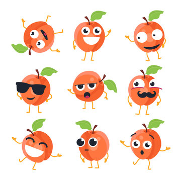 Funny peach - vector isolated cartoon emoticons