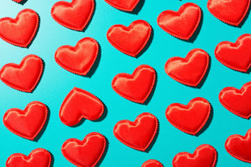Red colorful hearts pattern