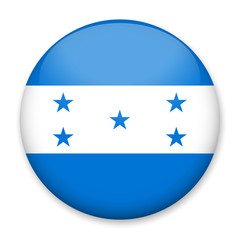 Flag of Honduras in the form of a round button with a light glare and a shadow. The symbol of Independence Day, a souvenir, a button for switching the language on the site, an icon.