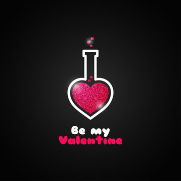 valentines day love potion logo on black background