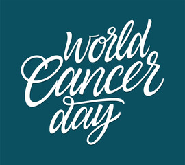 World Cancer Day - vector hand drawn brush pen lettering