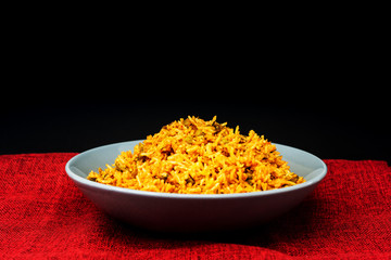 Tasty Indian food basmati rice on a plate