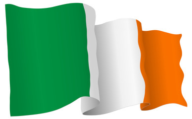Ireland Flag Waving Vector Illustration