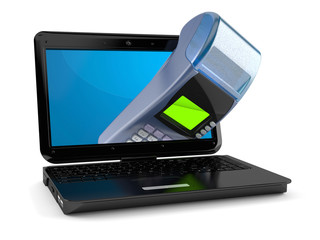 Obraz na płótnie Canvas Laptop with credit card reader