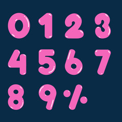 Number pink zero to nine vector design for business.