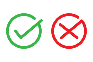 Red and green check cross icon symbol vector design .