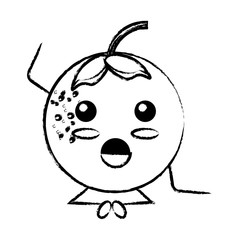 Obraz premium kawaii orange fruit icon