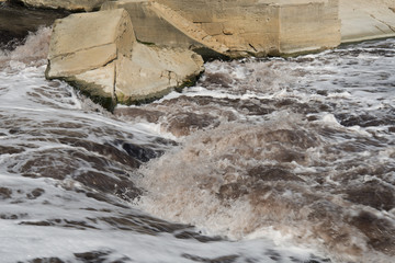 Polluted river Ergene in Uzunkopru district of Edirne province Turkey.