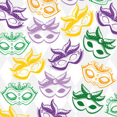 mardi gras mask seamless pattern background © Gstudio