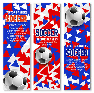 Soccer ball 3d banner of football sport game club