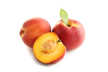 Fototapeta na wymiar Sweet nectarines fruit isolated on white background