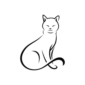 simple cat design white background