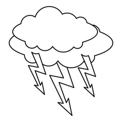 Cloud lightning icon, outline style
